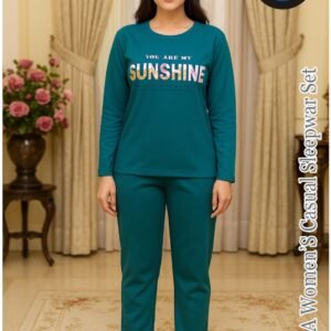 Premium Winter Fleece Night Suit for Women | Sea Green chi Loungewear Set